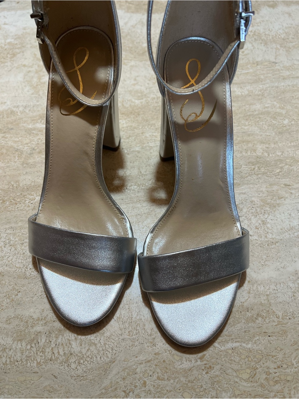 Sam Edelman Ankle-Strap Metallic Silver Women's Dress Sandals - MSRP $150